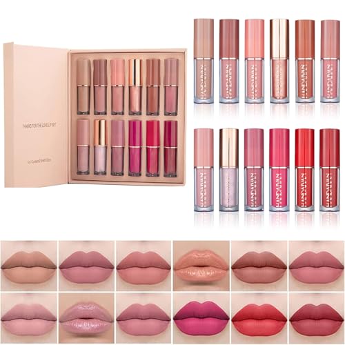 Lippenstift-Make-up-Set, intensive Pigmente, wasserdichtes langanhaltendes Make-up-Geschenk-Set (12 Farben) – für Frauen (A) von Beliky Girl