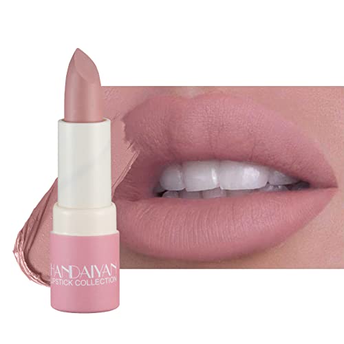 Matte Lippenstift Wasserdicht Langlebige Feuchtigkeitsspendende Lippenstift Sexy Rot Rosa Samt Nude Lippenstifte Frauen Kosmetik Lippenstift (Hellrosa Grau) von Beliky Girl