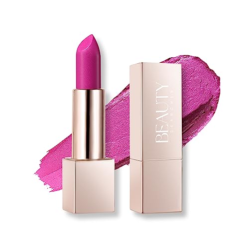 Beauty Searcher Metallic Lippenstift 3D Shine Finish Moisture Lippenstift Feuchtigkeitsspendendes No-Stick Cup Lip Makeup, Lang anhaltender wasserfester glänzender Lippenstift (Pink Lady) von Beliky Girl