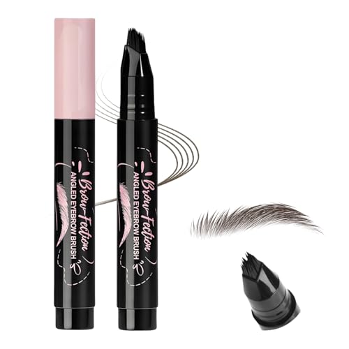Microblading-Augenbrauenstift, wasserfester flüssiger Augenbrauenstifts, abgewinkelter quadratischer mehrzackiger flauschiger Augenbrauenstift, Augenbrauen-Haaransatz-Make-up für Frauen,Schwarz von Beliky Girl