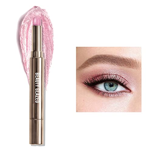 Perlglanz-Lidschattenstift, doppelköpfiger, einfarbiger Lidschattenstift, wasserdichter Lidschatten-Liner, Bleistift, leicht liegender Seidenraupen-Lidschatten, Highlighter, Schönheits-Make-up (ROSA) von Beliky Girl