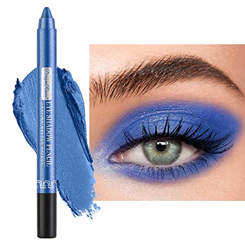 Perlglanz-Seidenraupen-Lidschattenstift Bleistift, dauerhaft wasserdicht und nicht blühend, glänzender Perlglanz-Gelstift, 12-farbiger Lidschattenstift (Königsblau) von Beliky Girl