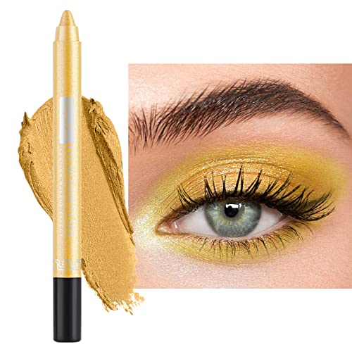 Perlglanz-Seidenraupen-Lidschattenstift, dauerhaft wasserdicht und nicht blühend, glänzender Perlglanz-Gelstift, 12-farbiger Lidschattenstift (golden) von Beliky Girl