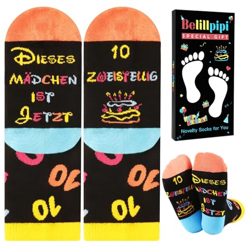 Belillpipi 10 Geburtstag Mädchen, Geschenk Mädchen 10 Jahre, Lustige Socken Geschenke für 10 Jährige, Deko 10 Geburtstag Geschenke Socken mit Spruch für Schwester Beste Freundin Belillpipi 10 Geburtstag Mädchen, Geschenk Mädchen 10 Jahre, Lustige Socken Geschenke für 10 Jährige, Deko 10 Geburtstag Geschenke Socken mit Spruch für Schwester Beste Freundin von Belillpipi