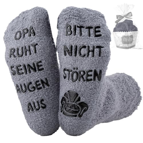 Belillpipi Geschenke für Männer Opa Socken mit Spruch Bitte Nicht Stören Opa ruht ihre Augen aus Socken,Lustige Beste Geburtstagsgeschenk Opa Vatertagsgeschenk Weihnachten für Opa(Grau) von Belillpipi