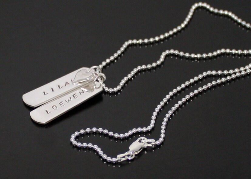 Einfache Personalisierte Tag Halskette, Silber Dogtag, Bar Anhänger, Familienname, Sterling 925, Individuelle Herz Halskette Einfache Personalisierte Tag Halskette, Silber Dogtag, Bar Anhänger, Familienname, Sterling 925, Individuelle Herz Halskette von BelindaCarmichaelSJ
