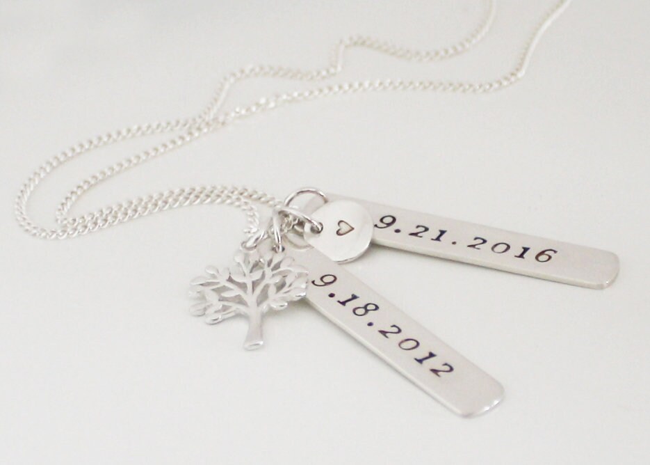 Personalisierte Halskette, Baum Des Lebens Geschenk Für Sie, Bar Datum Schmuck, Sterling Silber 925 Personalisierte Halskette, Baum Des Lebens Geschenk Für Sie, Bar Datum Schmuck, Sterling Silber 925 von BelindaCarmichaelSJ