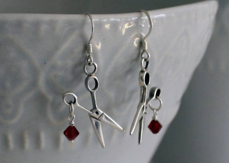 Scheren Ohrringe Aus Massivem Sterling Silber Mit Geburtsstein-Kristall Scheren Ohrringe Aus Massivem Sterling Silber Mit Geburtsstein-Kristall von BelindaCarmichaelSJ
