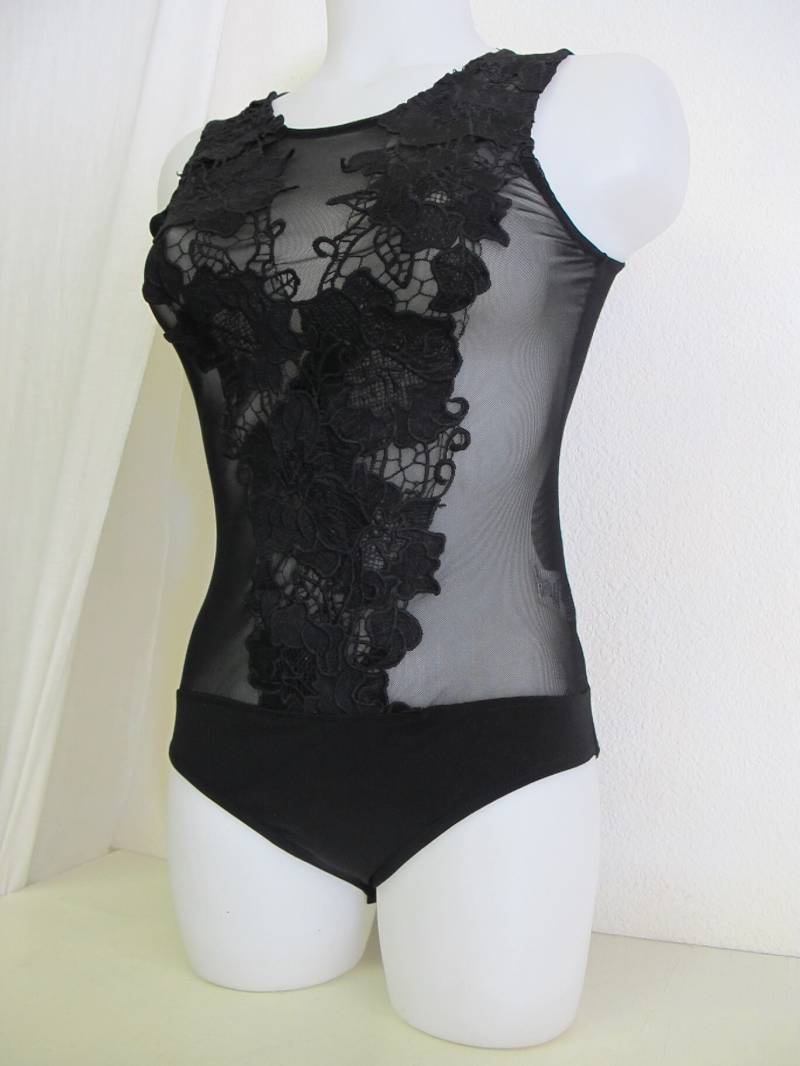 Goth Schwarz Stretch Spitze Strampler Onesie Bodysuit Teddy von BelindasStyleShop
