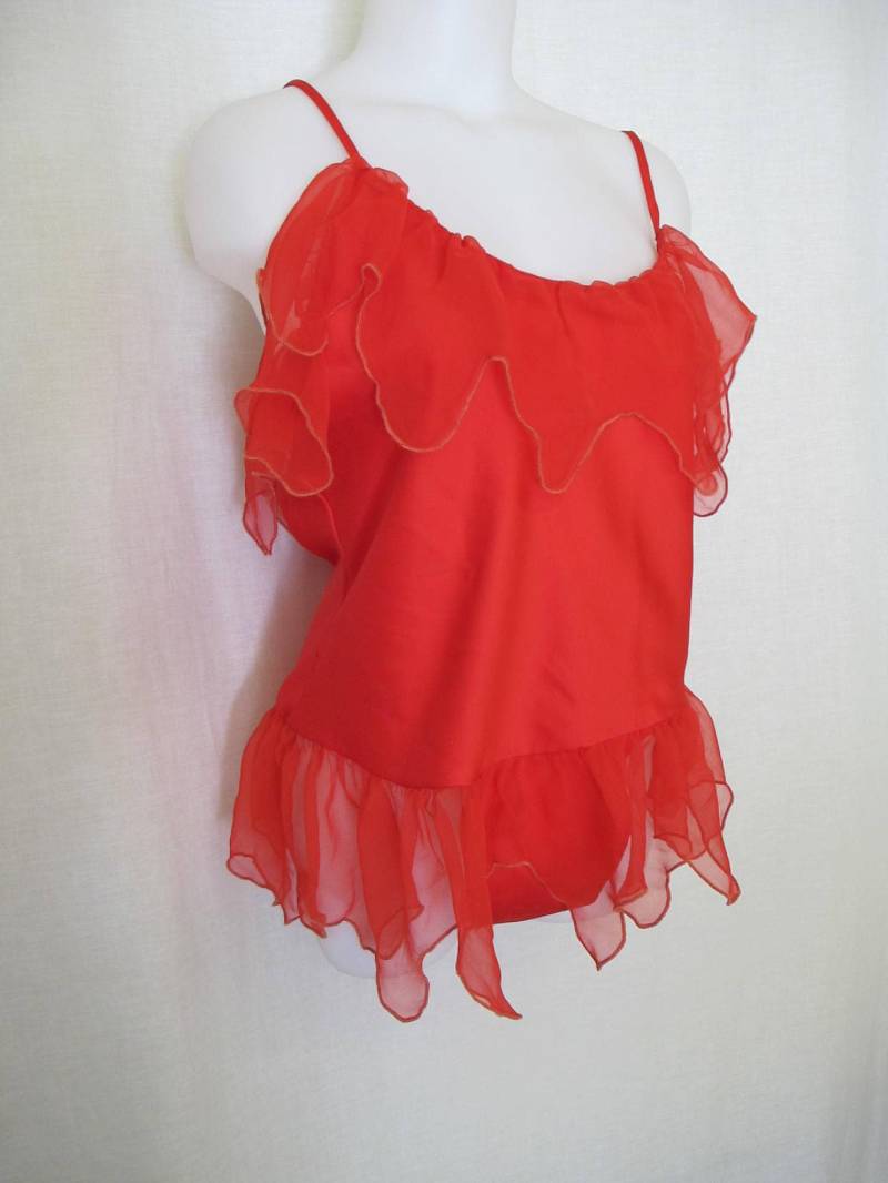 Spitzen Strampler Chiffon Bodysuit Spitze Rot von BelindasStyleShop
