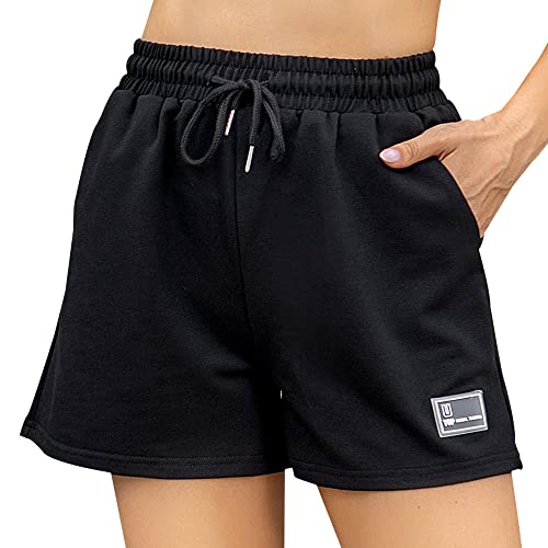 Belisy Damen Hohe Taille Casual Solide Kordelzug Shorts Sommer Stretchy Kurze Hose mit Taschen von Belisy