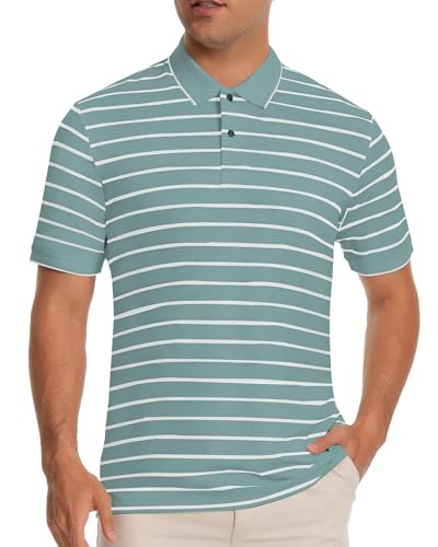 Belisy Herren Poloshirt Kurzarm Lässig – Polohemd für Sport, Golf & Tennis – Gestreiftes Design mit 2-Taste, Regular Fit von Belisy