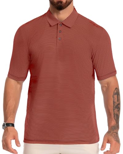 Belisy Herren Poloshirt Kurzarm Sport Polo Shirt für Golf & Tennis - Atmungsaktiv Bequem Gestreiftes Polohemd für Männer von Belisy