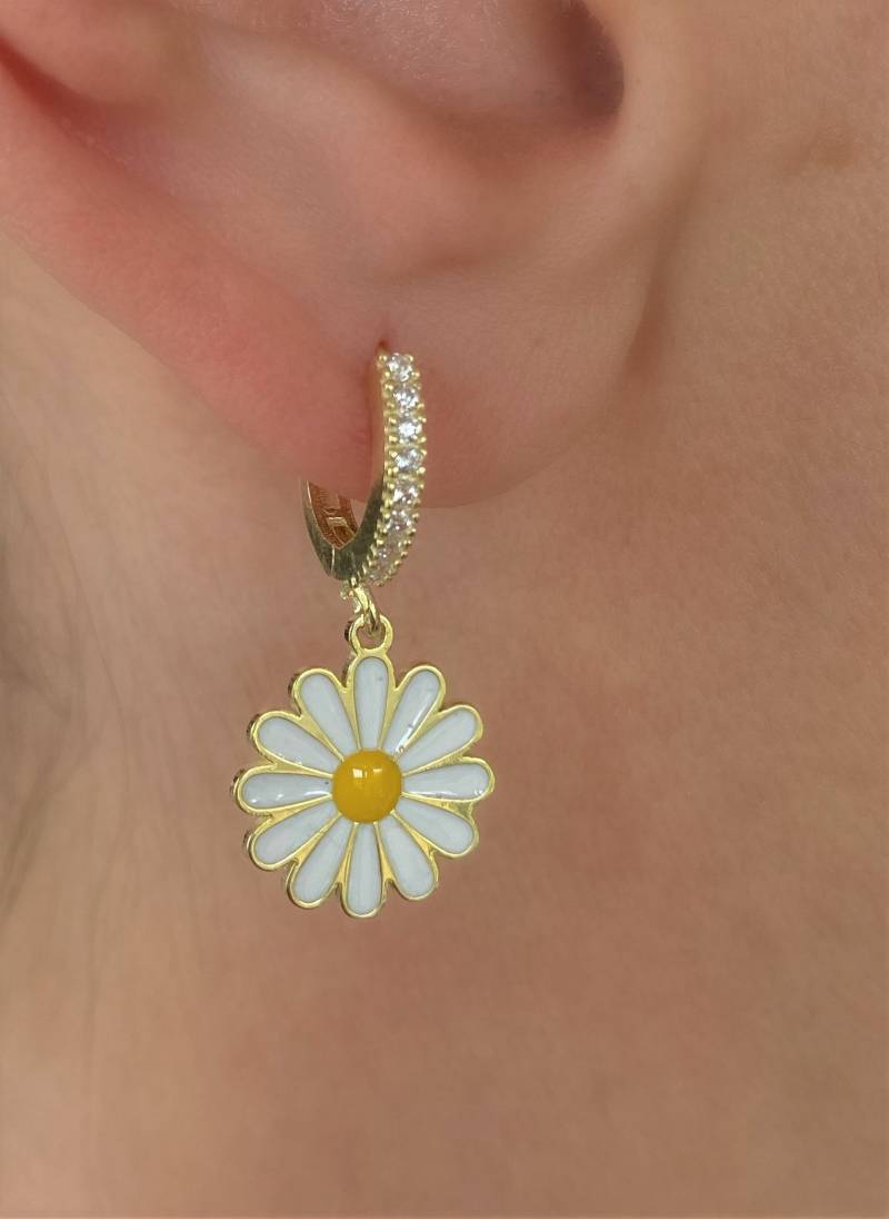 Weiße Emaille Gänseblümchen Ohrringe Paar Mit Swarovski Kristallen - 14K Gold Vermeil Auf 925 Sterling Silber- Creolen- Weihnachtsgeschenk Weiße Emaille Gänseblümchen Ohrringe Paar Mit Swarovski Kristallen - 14K Gold Vermeil Auf 925 Sterling Silber- Creolen- Weihnachtsgeschenk von Belitashop