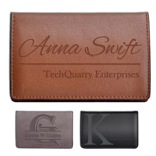 Beliver Personalisierte Visitenkartenhalter in Leder Custom graviert Visitenkartenhalter für Männer und Frauen - langlebig und Mehrzweck-Business-Geschenk von Beliver