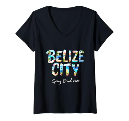Damen Belize City Belize Spring Break 2026 Urlaubsreisen T-Shirt mit V-Ausschnitt von Belize City Travel SB SPRING BREAK 2026