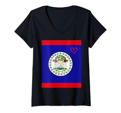 Damen Belize-Flagge, belizisches Herz, stolzer Nationalfeiertag T-Shirt mit V-Ausschnitt Damen Belize-Flagge, belizisches Herz, stolzer Nationalfeiertag T-Shirt mit V-Ausschnitt von Belize Flag Belizean Proud National Day Gifts Idea