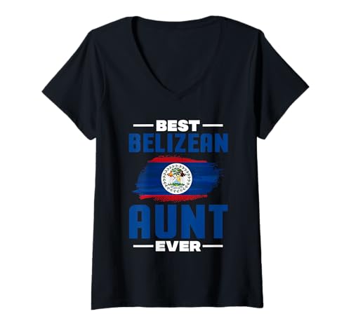 Damen Design mit der besten belizischen Tante Aller Zeiten T-Shirt mit V-Ausschnitt von Belizean Pride Creations