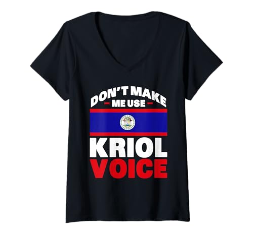 Damen Bold Kriol Voice Belize Flagge Design T-Shirt mit V-Ausschnitt Damen Bold Kriol Voice Belize Flagge Design T-Shirt mit V-Ausschnitt von Belizean Pride Designs