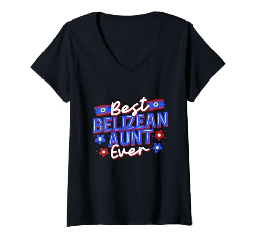Damen Belize Belizische Wurzel Belizean Best Belizean Aunt T-Shirt mit V-Ausschnitt Damen Belize Belizische Wurzel Belizean Best Belizean Aunt T-Shirt mit V-Ausschnitt von Belizisches Erbe