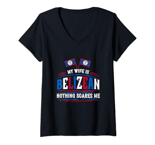 Damen Belize Belizische Wurzel Belizean My Wife is Belizean T-Shirt mit V-Ausschnitt Damen Belize Belizische Wurzel Belizean My Wife is Belizean T-Shirt mit V-Ausschnitt von Belizisches Erbe