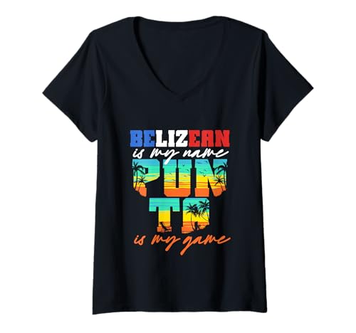 Damen Belize Belizische Wurzel Belizean Punta is My Game T-Shirt mit V-Ausschnitt Damen Belize Belizische Wurzel Belizean Punta is My Game T-Shirt mit V-Ausschnitt von Belizisches Erbe