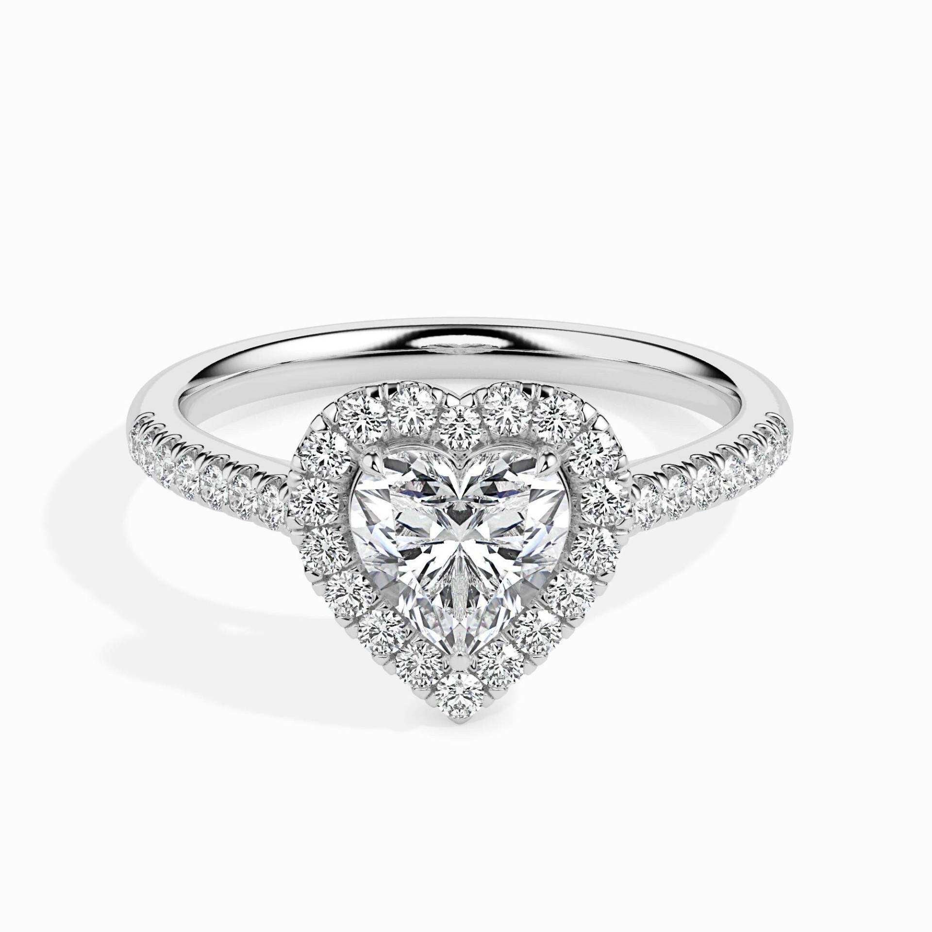Halo Herz Lab Grown Diamant Verlobungsring, Zierlicher Versprechen Ring Für Sie, Einzigartiger Erstellt Jahrestag Sie von BelizzaJewel