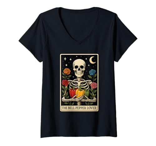 Damen Der Paprika-Liebhaber T-Shirt mit V-Ausschnitt Damen Der Paprika-Liebhaber T-Shirt mit V-Ausschnitt von Bell Pepper Tarot