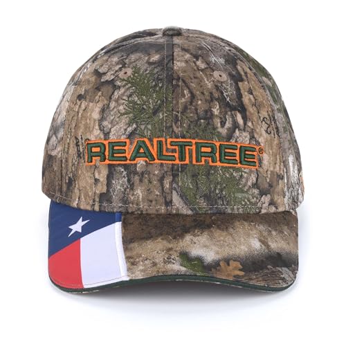 Bell Rangers Realtree APX Camouflage-Baseballkappe, 100 % Baumwoll-Twill (gepeacht), Gesticktes 3D-Realtree-Emblem mit Texas-Flagge, Einheitsgr��e von Bell Rangers