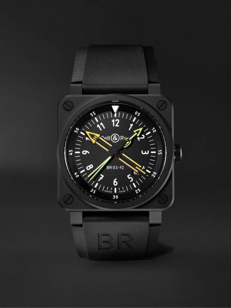 Bell & Ross - BR 03-92 Radiocompass Limited Edition Automatic 42mm Ceramic and Rubber Watch, Ref. No. BR0392-RCO-CE/SRB - Men - Black von Bell & Ross