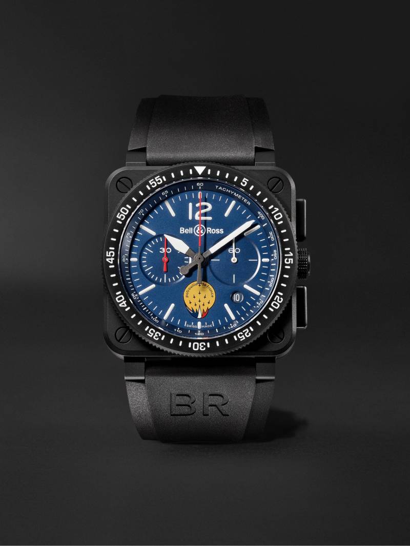 Bell & Ross - BR 03-94 Patrouille de France Limited Edition Chronograph Ceramic and Rubber Watch, Ref. No. BR0394-PAF1-CE/SRB - Men - Blue von Bell & Ross