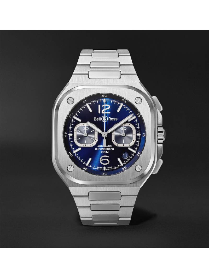 Bell & Ross - BR 05 Automatic Chronograph 42mm Stainless Steel Watch, Ref. No. BR05C-BU-ST/SST - Men - Blue von Bell & Ross