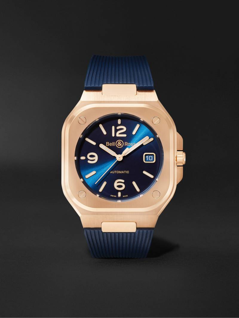 Bell & Ross - BR 05 Blue Gold Automatic 40mm 18-Karat Rose Gold and Rubber Watch, Ref. No. BR05A-BLU-PG/SRB - Men - Blue von Bell & Ross