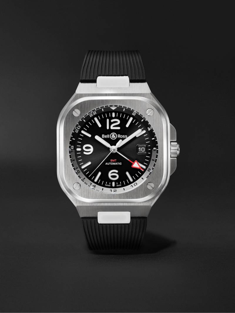 Bell & Ross - BR 05 Automatic GMT 41mm Stainless Steel and Rubber Watch, Ref. No. BR05G-BL-ST/SRB - Men - Black von Bell & Ross