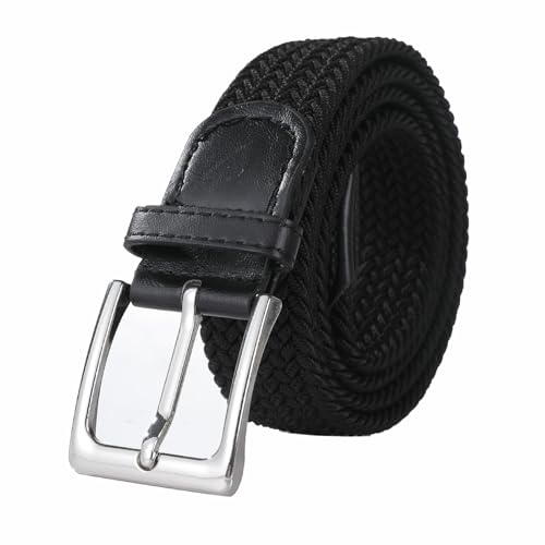 Bella Accessori Geflochtener elastischer Gürtel für Damen und Herren Stoffgürtel Elastisches geflochtenes Armband mit Schnalle aus Zinklegierung Causal Unisex, Schwarz , 140cm Larghezza 3.5cm von Bella Accessori