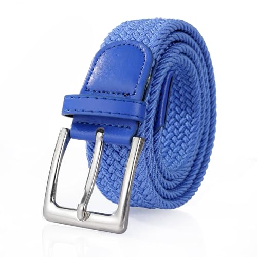 Bella Accessori Geflochtener elastischer Gürtel für Damen und Herren Stoffgürtel Elastisches geflochtenes Armband mit Schnalle aus Zinklegierung Causal Unisex, hellblau, 115cm Larghezza 3.5cm von Bella Accessori