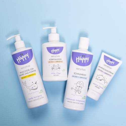 bella Baby Happy Sensitive Babypflege Rundum Sorglos Set | 4-teiliges Babypflegeset für Neugeborene | Erstausstattung | Babypflege Geschenkset Babykosmetik von Bella Baby Happy