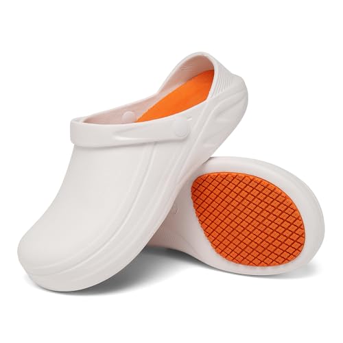 Bella Bays Herren wasserdichte Gartenschuhe leicht zu reinigen, um die Nicht -Flip -Kochschuhe zu reinigen White EU 44 von Bella Bays