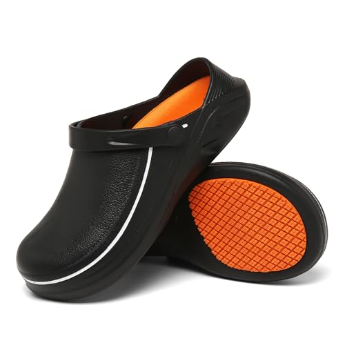 Bella Bays wasserdichte Gartenschuhe Herren Slip-ons Easy Clean Krankenpflegeschuhe Ölbeständig rutschfeste Kochschuhe EU 45 von Bella Bays