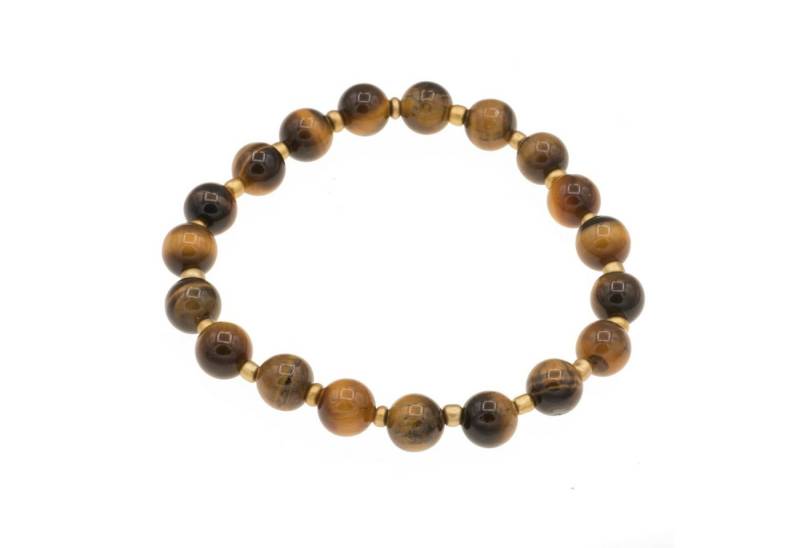 Bella Carina Armband Armband mit Tigerauge Perlen 8 mm mit Goldfarbenen Glasperlen, mit Tigerauge Edelstein Perlen und kleinen goldfarbenen Glasperlen von Bella Carina