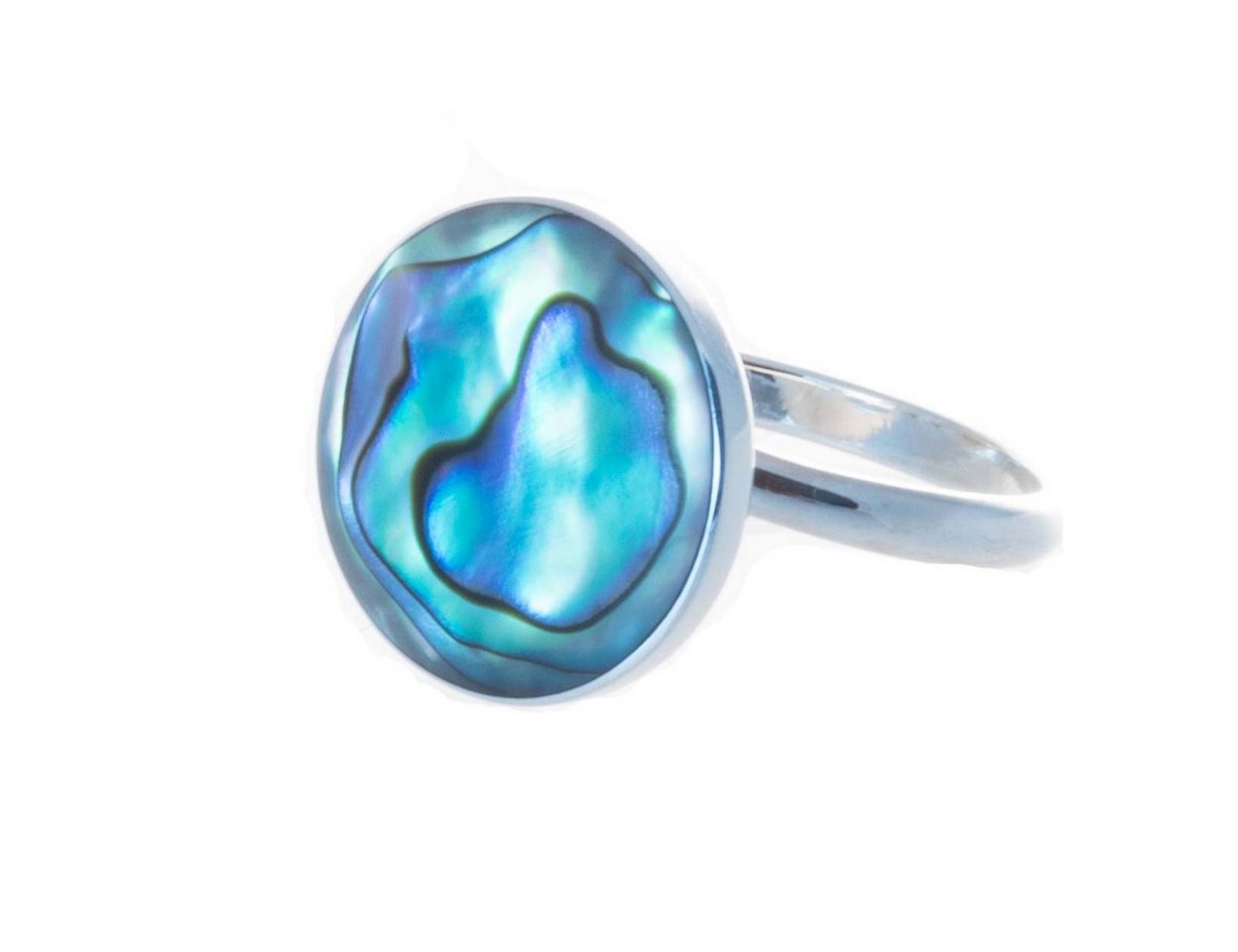 Bella Carina Fingerring Ring mit Abalone Muschel 1,5 cm rund, mit Abalone Muschel von Bella Carina