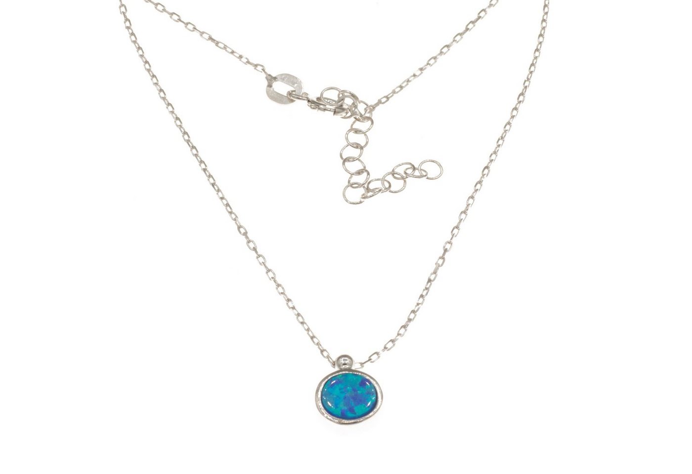 Bella Carina Kette mit Anhänger Anhänger Opal 7,5 mm blau mit Kette 925 Silber von Bella Carina