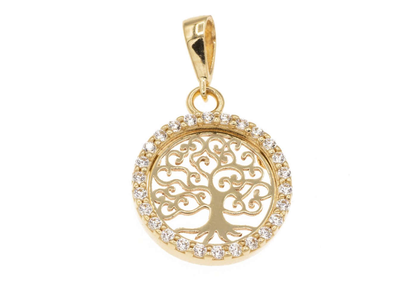 Bella Carina Kettenanhänger Gold Anhänger Baum des Lebens mit Zirkonia 585 Gold 14 Karat, 585 Gold von Bella Carina