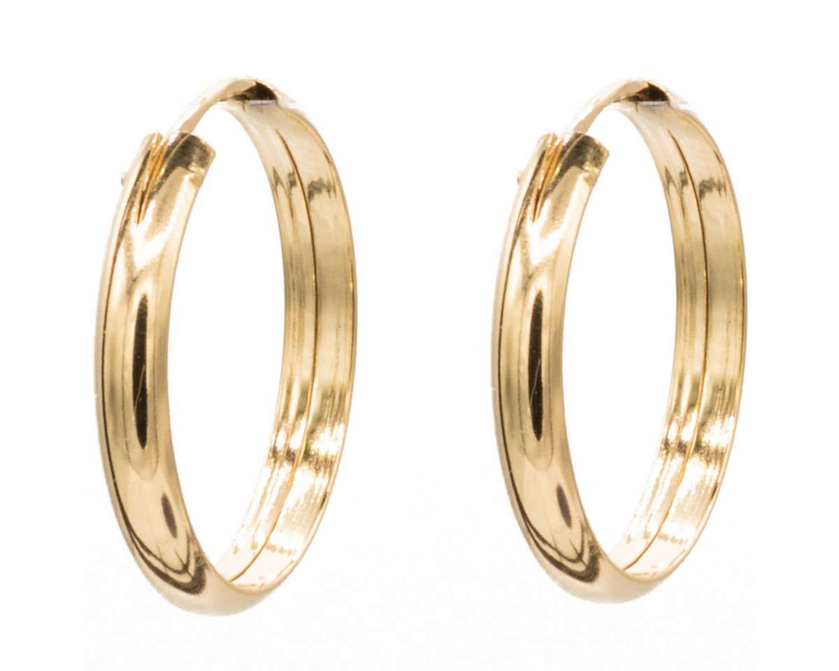 Bella Carina Paar Creolen Creolen 585 Gold 14 Karat 2 cm Durchmesser 3 mm Breite, 585 Gold von Bella Carina