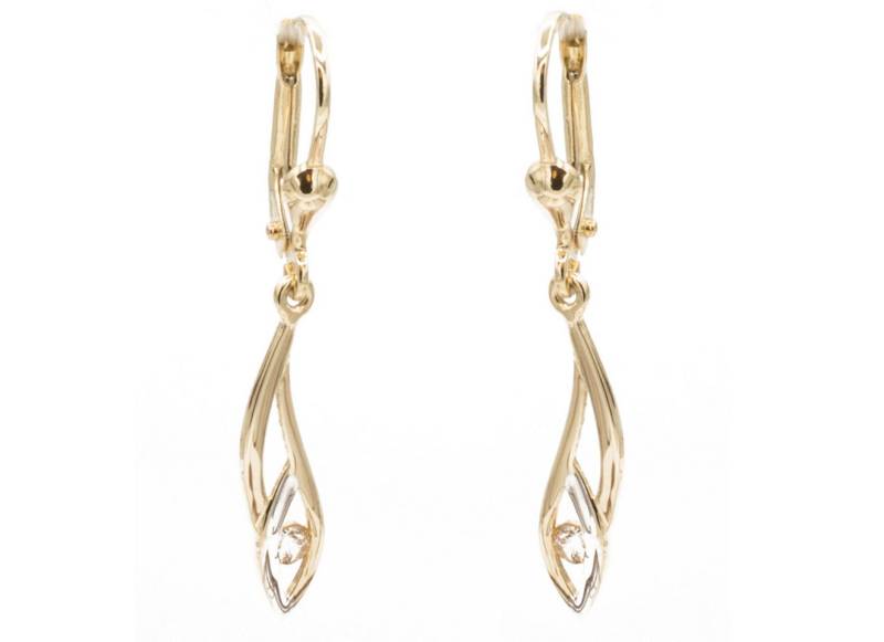 Bella Carina Paar Ohrhänger Bicolor Ohrringe 333 Gold 8 Karat mit Zirkonia hängend, 333 Gold von Bella Carina