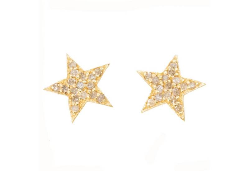 Bella Carina Paar Ohrstecker Ohrstecker Stern mit echten Diamanten, 925 Silber vergoldet, mit echen kleinen Diamanten von Bella Carina