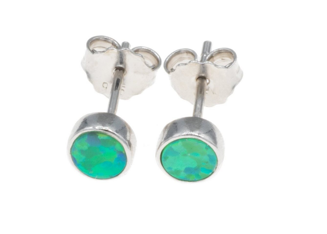 Bella Carina Paar Ohrstecker Ohrstecker mit Opal grün, 5,5 mm, 925 Silber, mit synthetisch hergestelltem Opal von Bella Carina