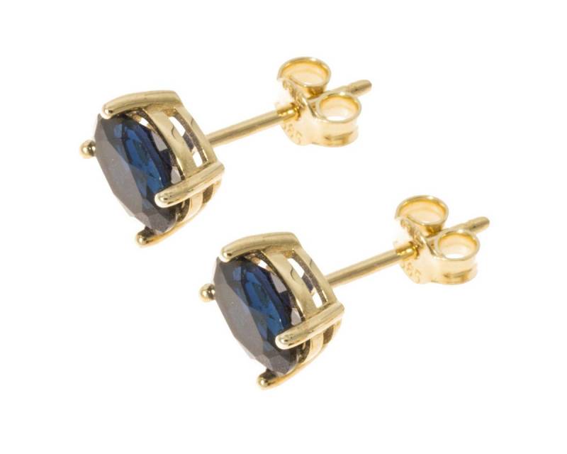 Bella Carina Paar Ohrstecker Ohrstecker mit Saphir 585 Gold 14 Karat 6,5 x 5 mm, 585 Gold von Bella Carina