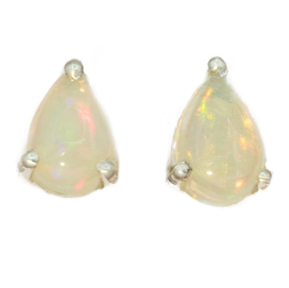 Bella Carina Paar Ohrstecker Ohrstecker mit echtem Edel Opal 6 x 4 mm Tropfenform, echter Edel Opal von Bella Carina