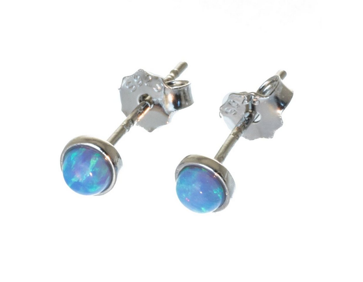 Bella Carina Paar Ohrstecker Ohstecker 3,8 mm Opal türkis, 925 Silber von Bella Carina